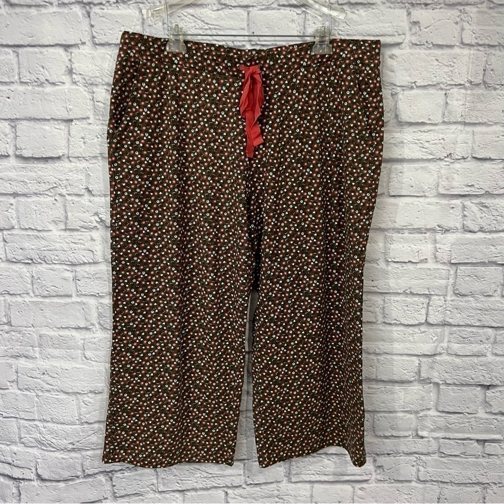 Lands End womens size 2X cropped wide leg pajama pants lounge casual jersey